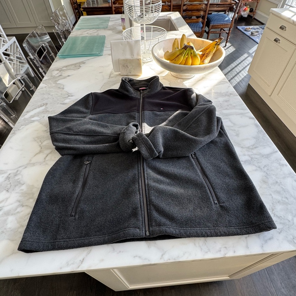 Jacket Fleece Tommy Hilfiger Gray and Black Lightweight Jacket - Picture 4 of 15